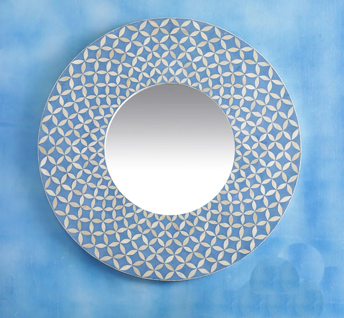 Bone Inlay Blue Mosaic Mirror