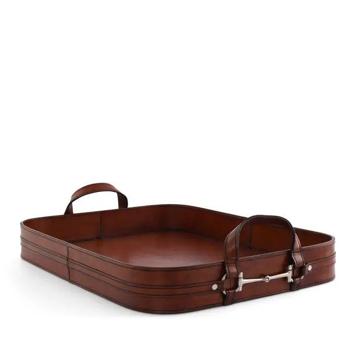 Equestrian Horse Bit Leather Serving Tray