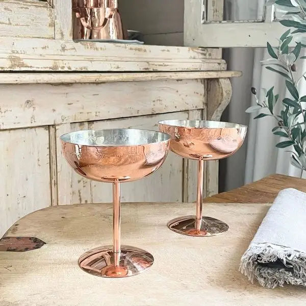 Vintage Copper Inspired Champagne Coupes Set of 4