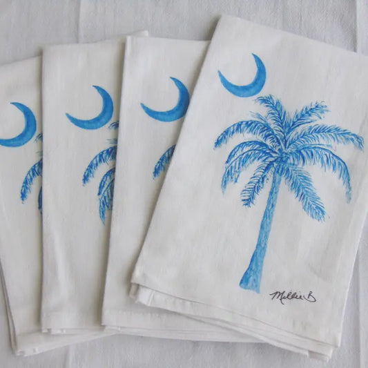 Blue Palm and Moon Napkins