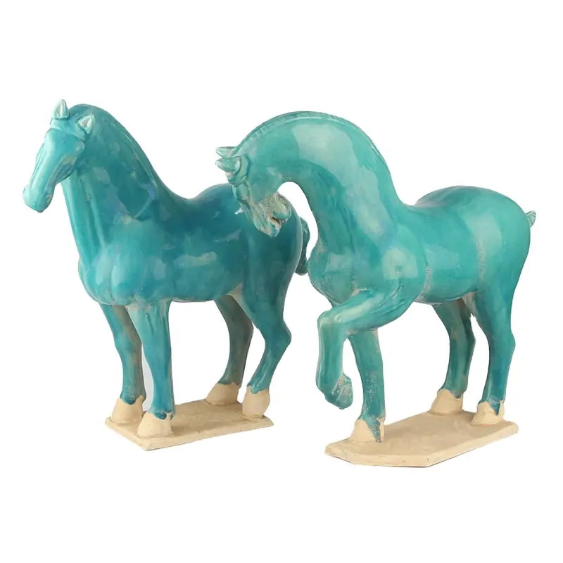 Set of Two Vintage Asian Ceramic Horses