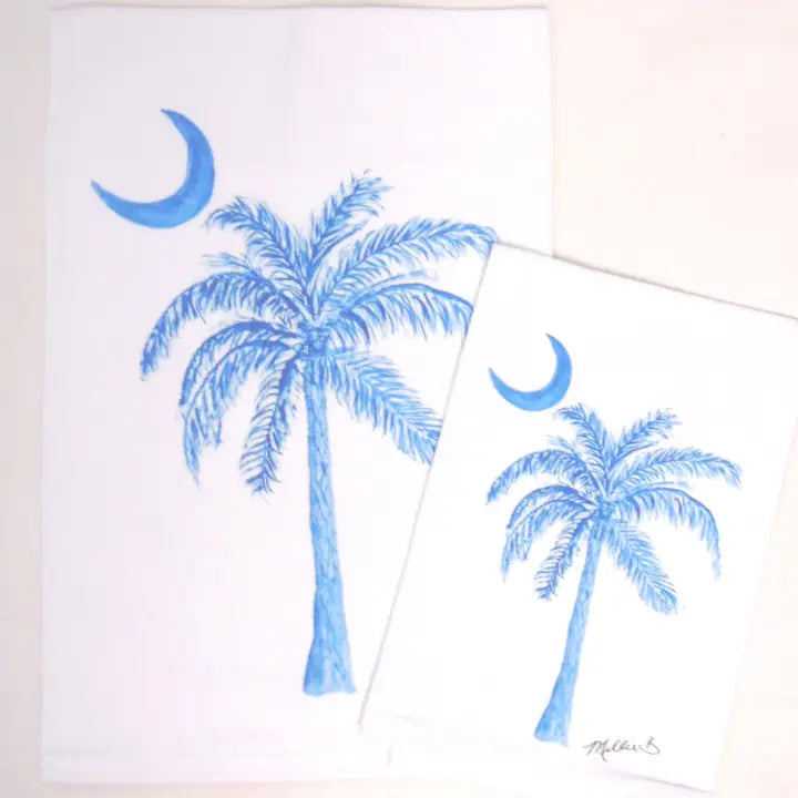 Blue Palm and Moon Napkins