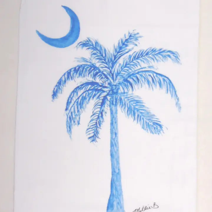 Blue Palm and Moon Napkins