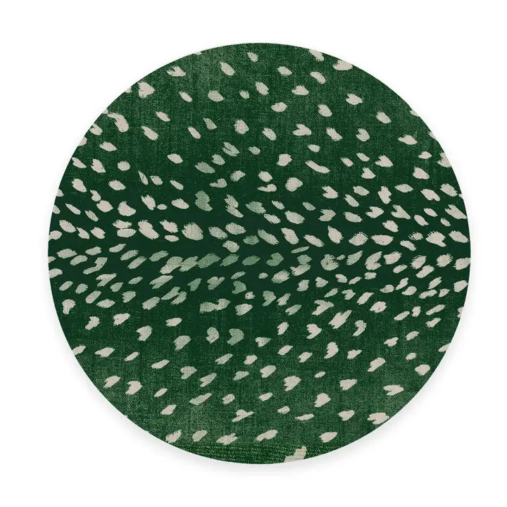 Linen Place Mats in Antelope Green Set of 4 Round