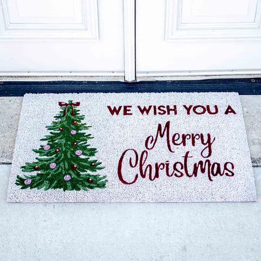 Merry Christmas Tree Coir Doormat