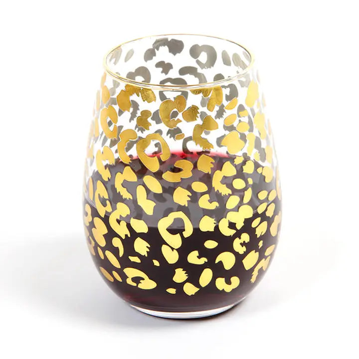 Set of 4 Leopard Wine Glasses