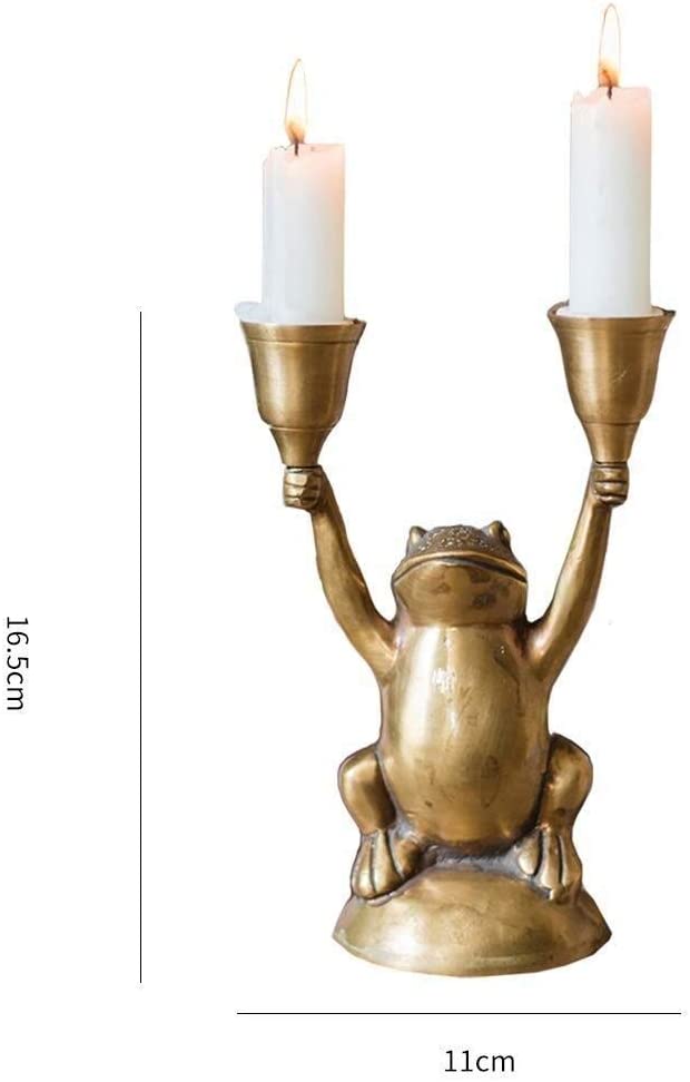 Vintage Frog Brass Candle Holder