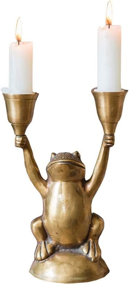 Vintage Frog Brass Candle Holder