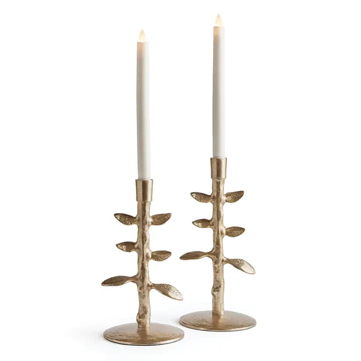 Set of Gold Leafy Candle Sticks