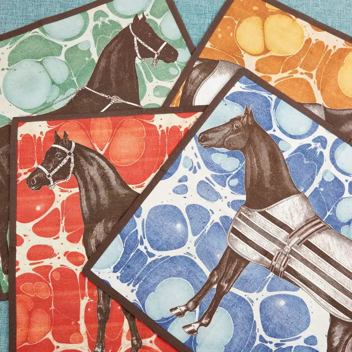 Set of 4 Equestrian Printed Napkins