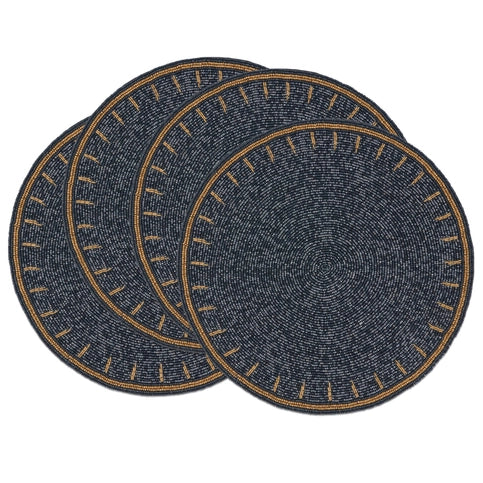 Beaded round Placemat in Navy Set of 4