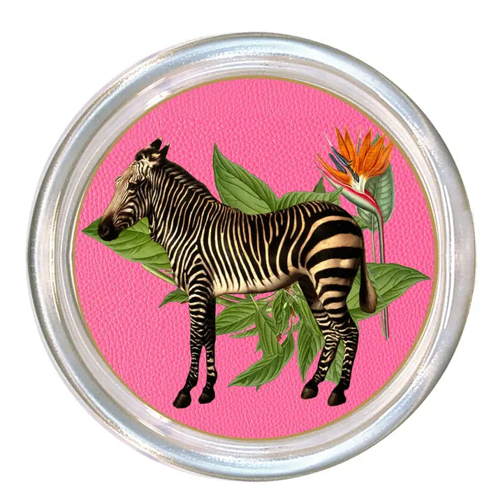 Zebra Coasters Glass Set of 4