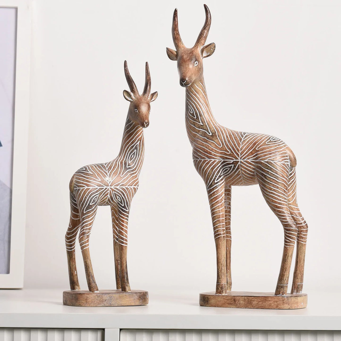 Set of Two Safari Tribal Gazelle Statues