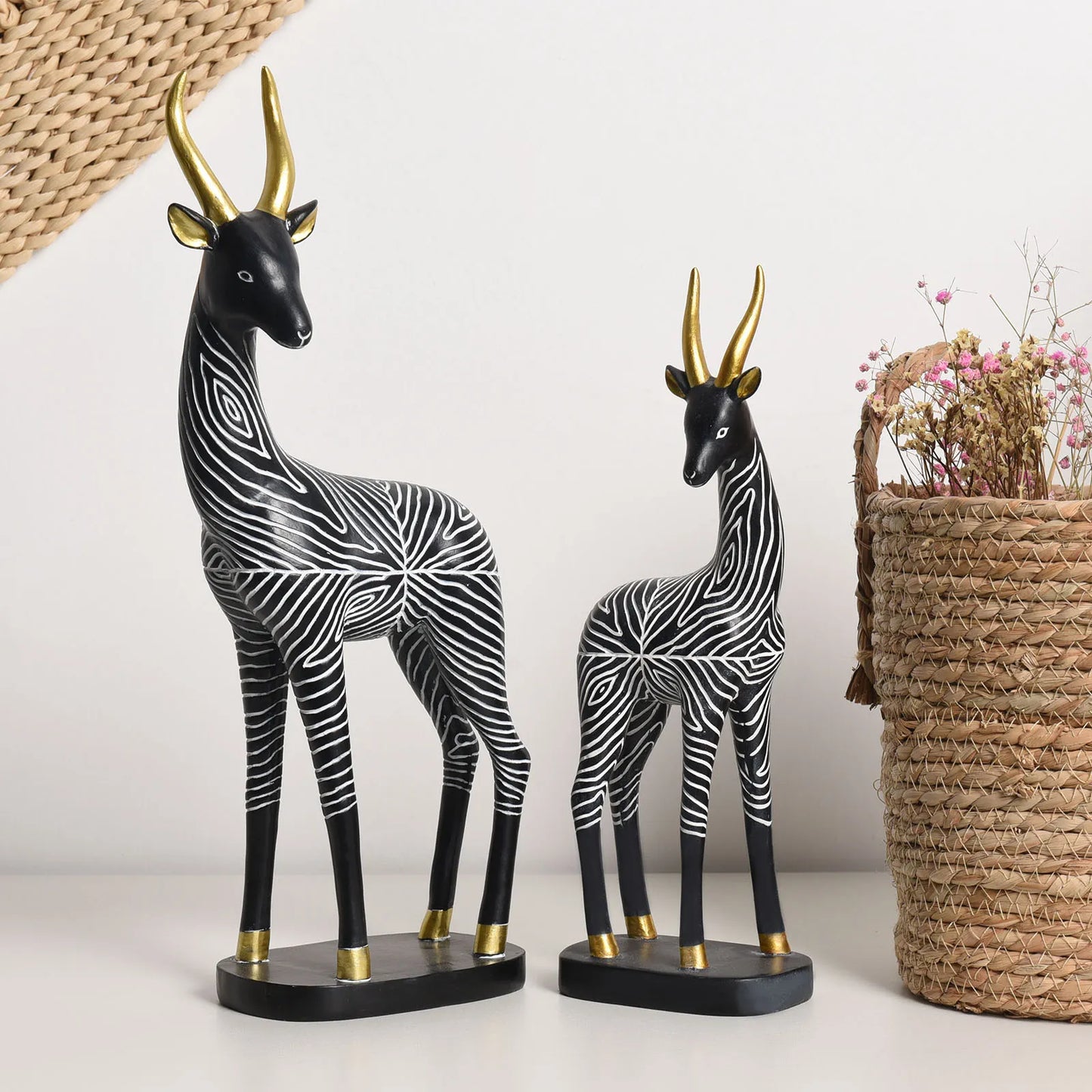 Set of Two Safari Tribal Gazelle Statues