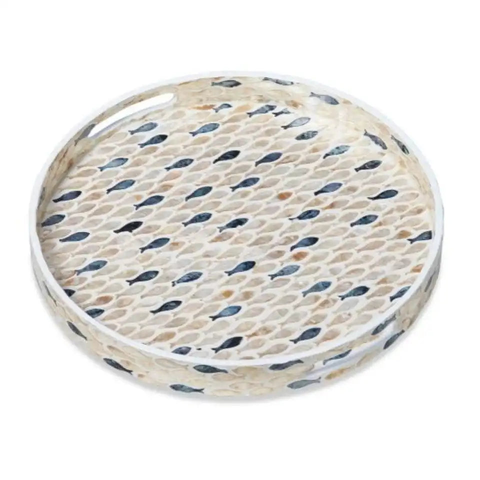 Round Mother of Pearl Fishes Tray