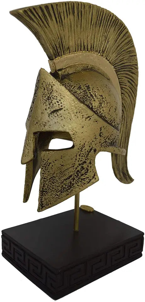 Roman Helmet Statue in Gold Resin