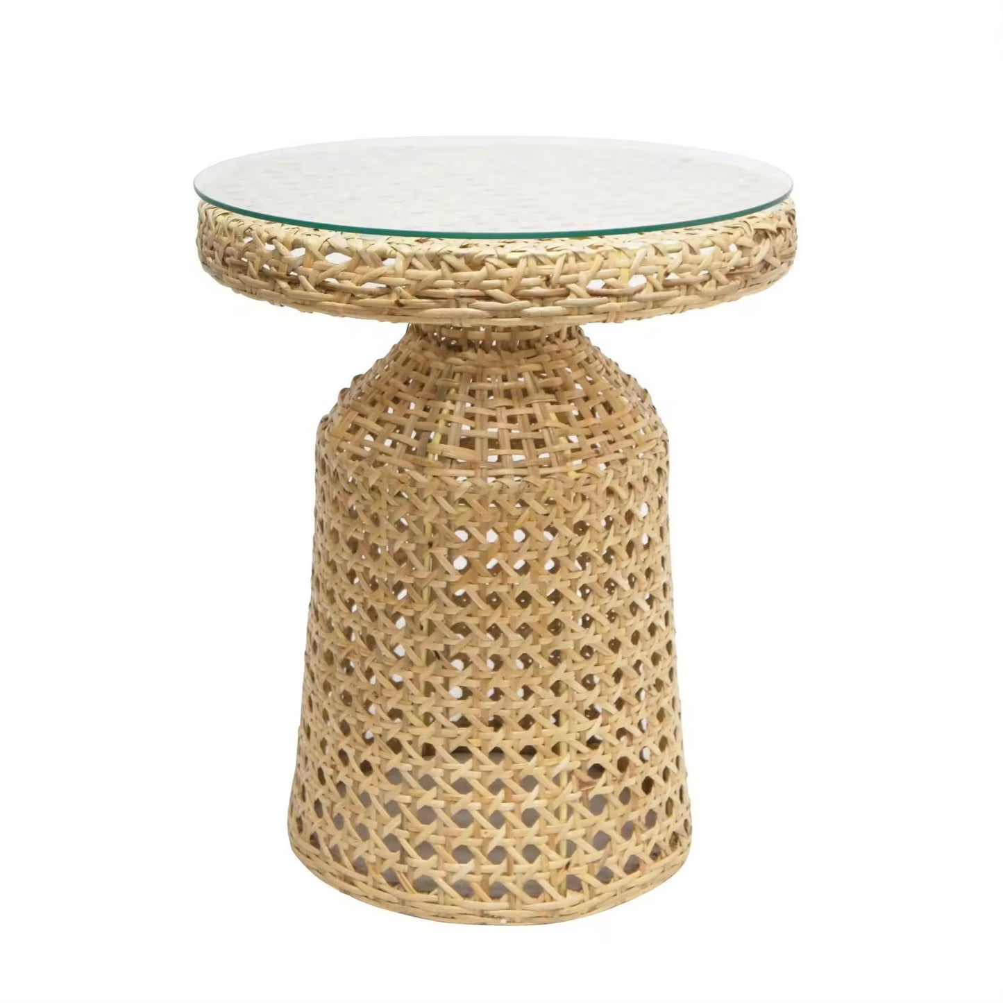 Round Side Table in Natural Cane