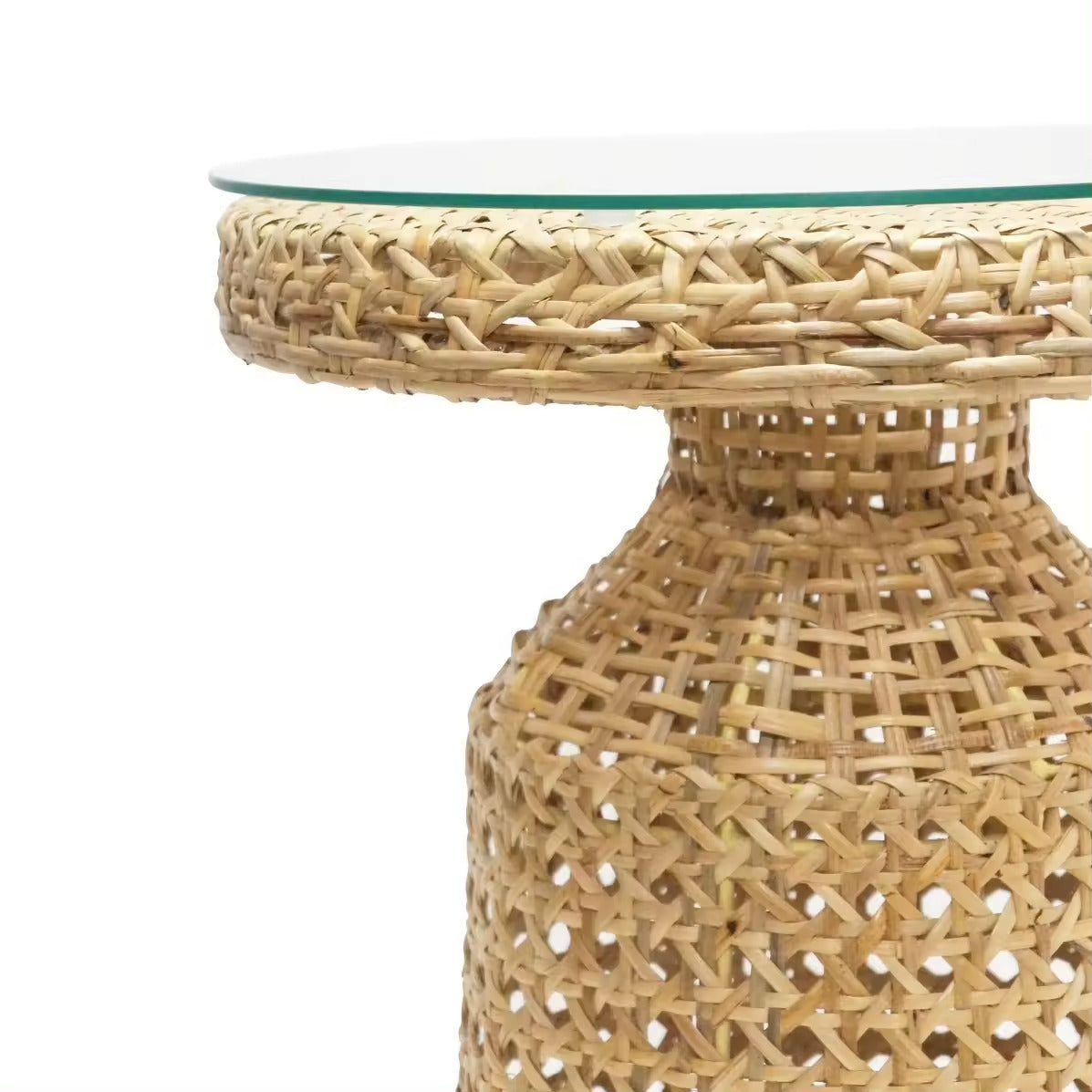 Round Side Table in Natural Cane