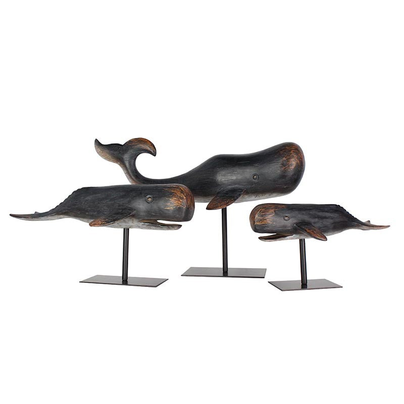 Set of Three Whales on a Stand