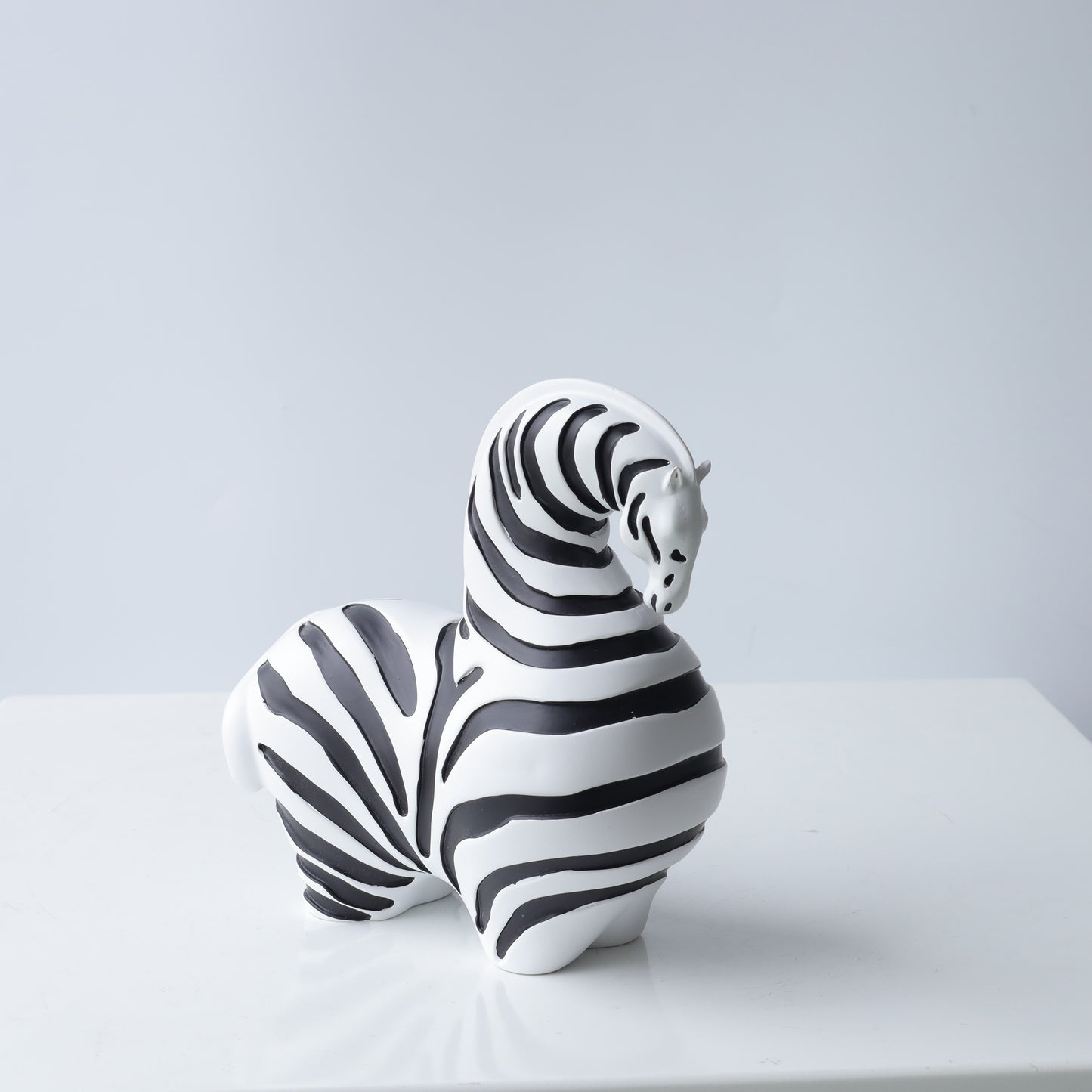 Set of Two Modern Zebra Horse Statues
