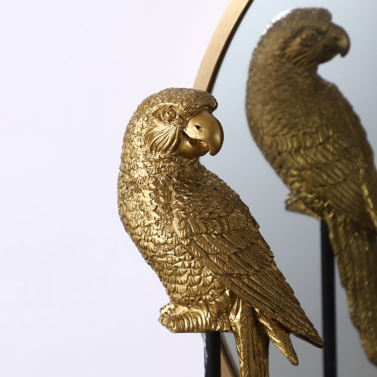 Gold Tone Resin Parrot Statue