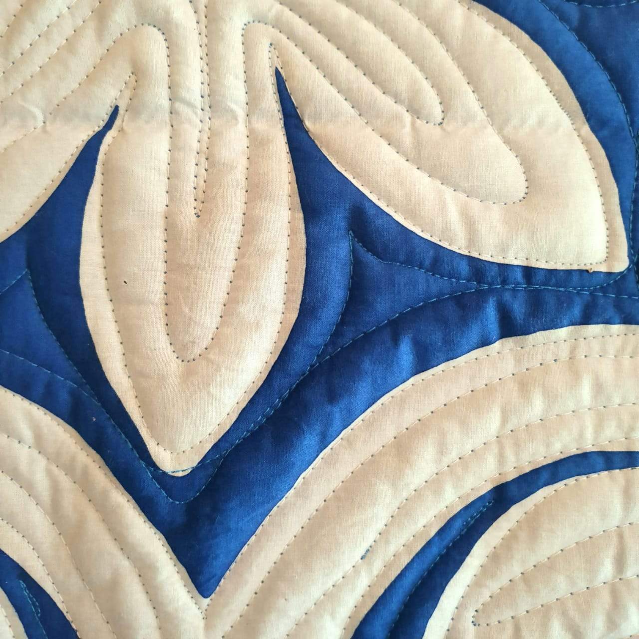 Hand Stitched Tropical Quilt Royal Blue - bohemian-beach-house