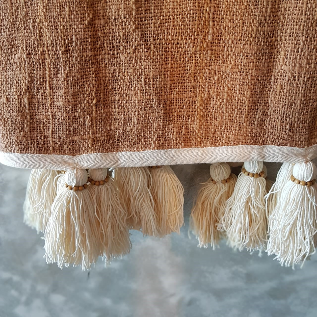 Soft Caramel Brown Throw Blanket With Tassels