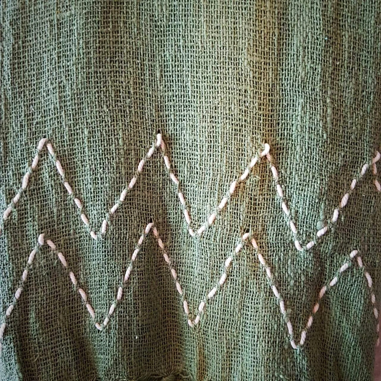 Soft Army Green Hand Stitched Throw Blanket