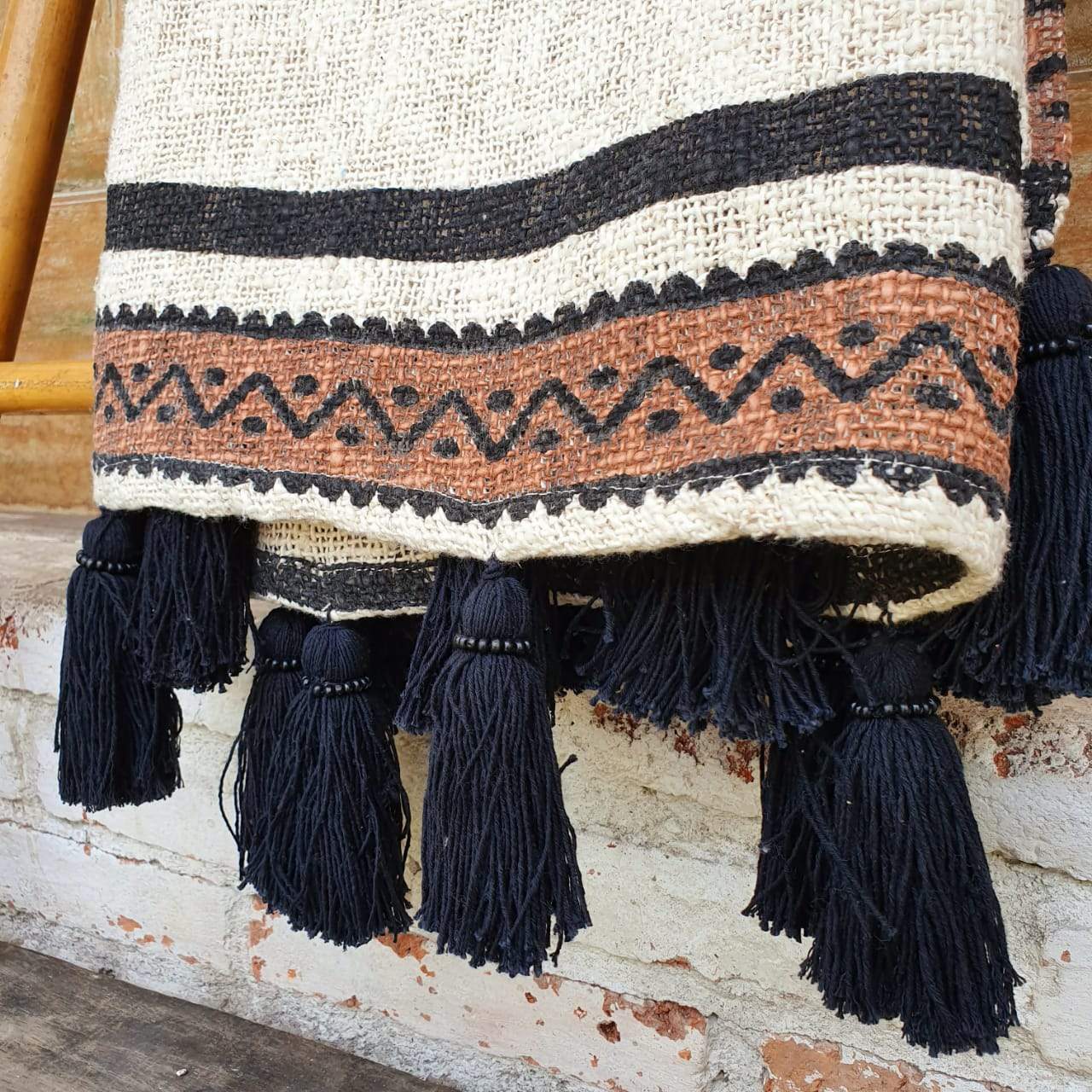 Tribal Throw Blanket With Beaded Tassels - bohemian-beach-house