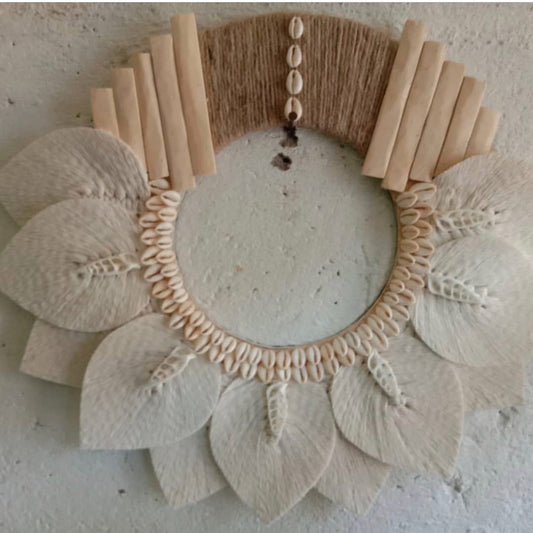 Ivory Woven and Sea Shell Wall Hanging