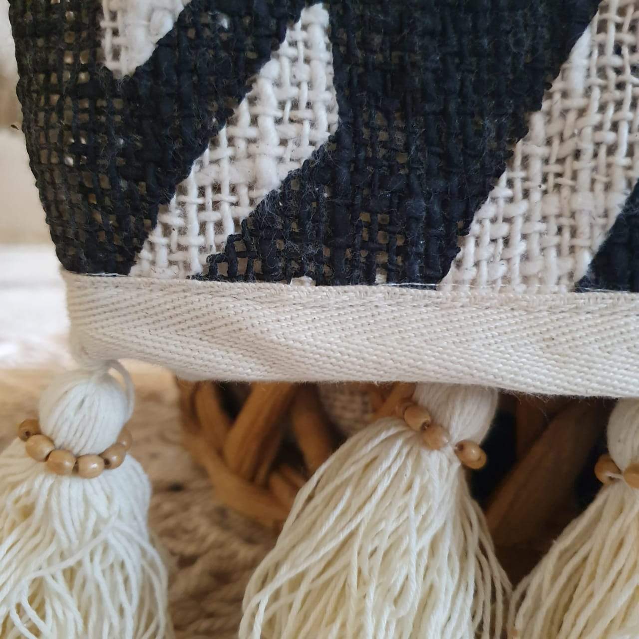 Tribal Print Throw Blanket with Beaded Tassels - bohemian-beach-house