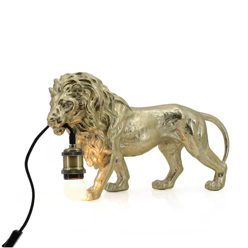 Lion Lamp in Gold and Black