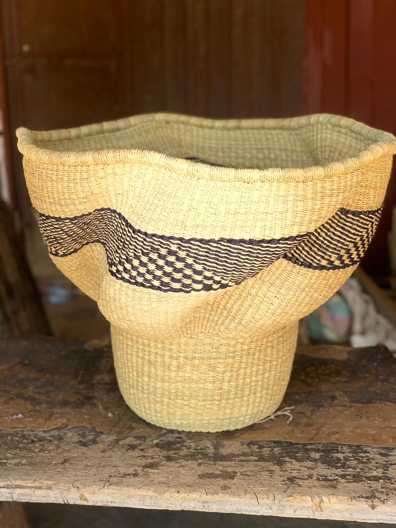 Large Wavy Ghana Basket in Natural Tall